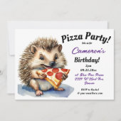 Schattigee Hedgehog Pizza Party Verjaardag Kaart (Voorkant)