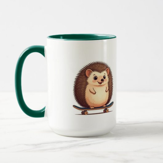 Schattigee Hedgehog Skating Mok – Fun Animal Coffe (Links)