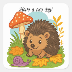 Schattigee Hedgehog Square Sticker
