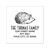Schattigee Hedgehog Vierkante Naam Retouradres Zelfinktende Stempel (Design)