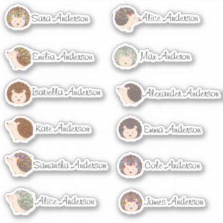 Schattigee Hedgehogs Custom Meerdere Naam Stickers