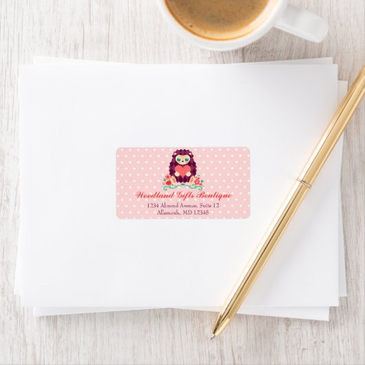 Schattigee Hedgie met Hart - Aangepaste Adresetike Etiket (Insitu)