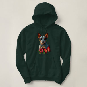 Schattigee Heeler Puppy Met Vlinder En Bloem Hoodie