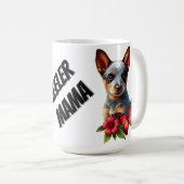 Schattigee Heeler Puppy Met Vlinder En Bloem Koffiemok (Voorkant rechts)