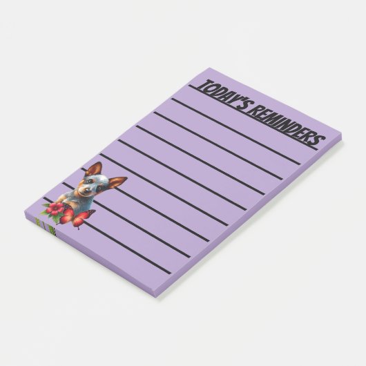 Schattigee Heeler Puppy Met Vlinder En Bloem Post-it® Notes (Schuin)