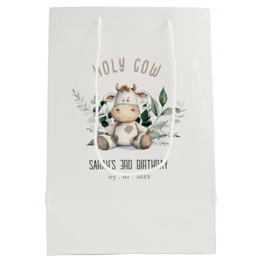 Schattigee Heilige Koe Bladgroen Pastel Neutral Ki Medium Cadeauzakje (Achterkant)