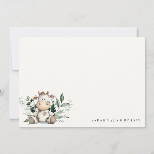 Schattigee Heilige Koe Bladgroen Pastel Neutral Ki Notitiekaartje (Voorkant)