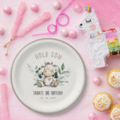 Schattigee Heilige Koe Bladgroen Pastel Neutral Ki Papieren Bordje (Feest)