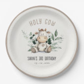 Schattigee Heilige Koe Bladgroen Pastel Neutral Ki Papieren Bordje (Voorkant)