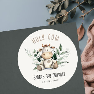 Schattigee Heilige Koe Bladgroen Pastel Neutral Ki Ronde Sticker