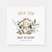 Schattigee Heilige Koe Bladgroen Pastel Neutral Ki Servet (Voorkant)