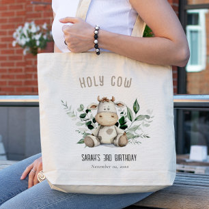 Schattigee Heilige Koe Bladgroen Pastel Neutral Ki Tote Bag