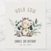 Schattigee Heilige Koe Bladgroen Pastel Neutral Ki Wijn Etiket (Enkel label)