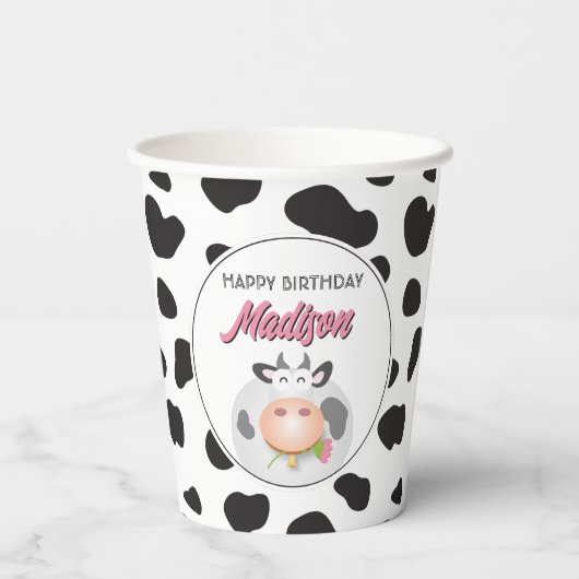 Schattigee Heilige Koe Boerderij Thema Koe Print H Papieren Bekers (Achterkant)
