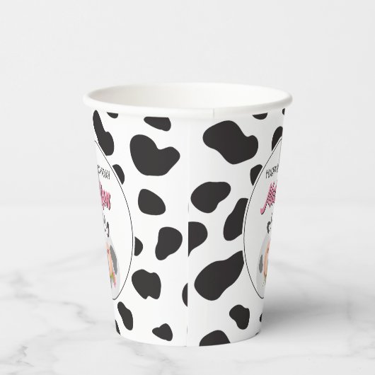 Schattigee Heilige Koe Boerderij Thema Koe Print H Papieren Bekers (Rechts)