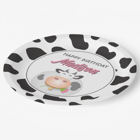 Schattigee Heilige Koe Boerderij Thema Koe Print H Papieren Bordje (Gekanteld)