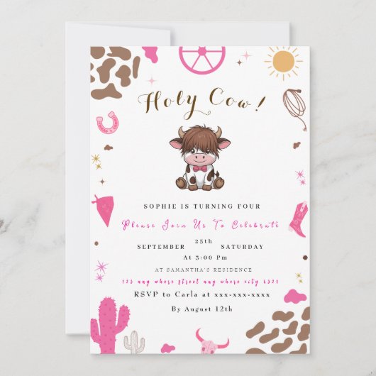 Schattigee Heilige koe hoogland koe verjaardagsuit Kaart (Voorkant)