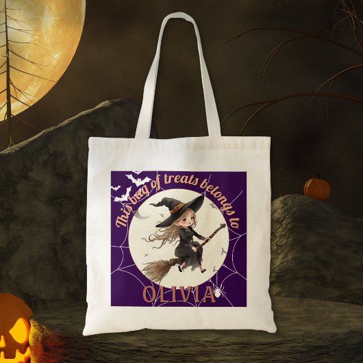Schattigee heks aangepaste Halloween Tote Bag