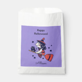 Schattigee Heks aangepaste naam Halloween gunstzak Bedankzakje