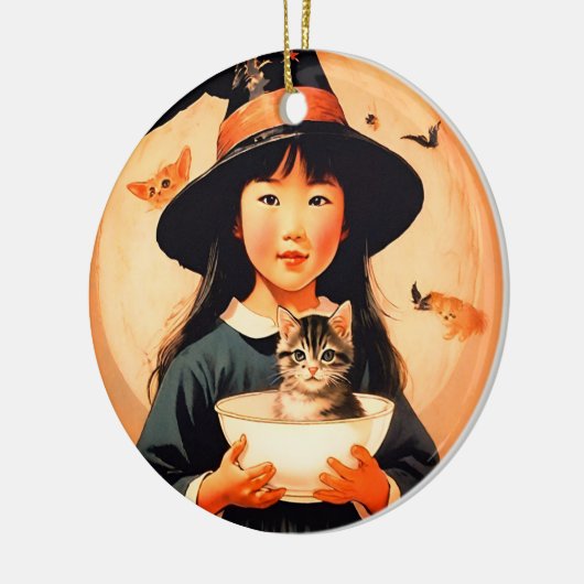 Schattigee  heks - Aziatisch kind Keramisch Ornament (Links)