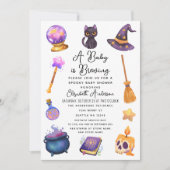 Schattigee heks Baby brouwt Halloween Baby shower Kaart (Voorkant)