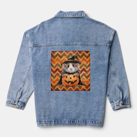 Schattigee heks cavia Halloween Chevron Denim Jacket (Achterkant)