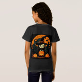 Schattigee heks die pompoen vasthoudt in Spooky Ha T-shirt (Achterkant volledig)