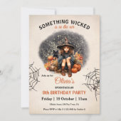 Schattigee Heks en Kat Halloween Meisjes Verjaarda Kaart (Voorkant)