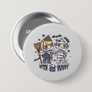 Schattigee heks en mama ronde button 7,6 cm