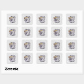 Schattigee heks en mama vierkante sticker (Vel)