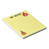 Schattigee heks en pompoen met pet notitieblok (Schuin)