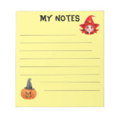 Schattigee heks en pompoen met pet notitieblok (Voorkant)
