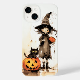 Schattigee heks en zwarte kat Halloween Case-Mate iPhone 14 Hoesje
