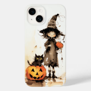 Schattigee heks en zwarte kat Halloween Case-Mate iPhone 14 Hoesje