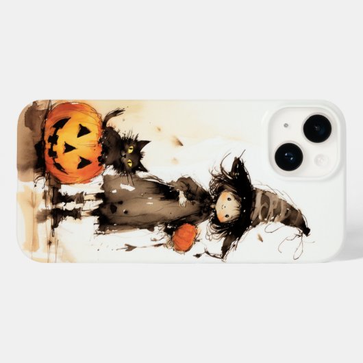 Schattigee heks en zwarte kat Halloween Case-Mate iPhone Case (Achterkant (horizontaal))