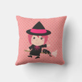 Schattigee heks en zwarte kat op vliegende bezem kussen (Achterkant)