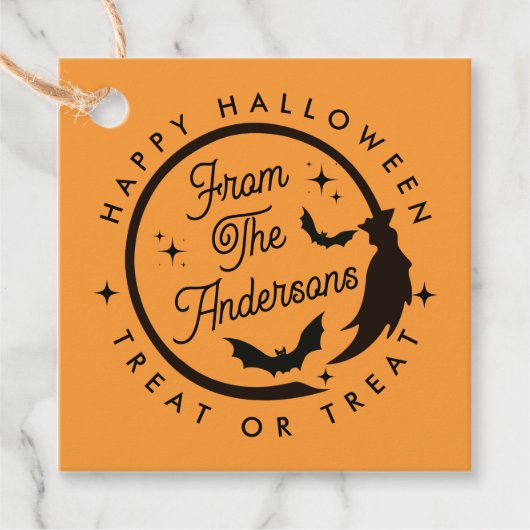 Schattigee heks gelukkig Halloween trakteren of be Bedankjes Labels (Voorkant)