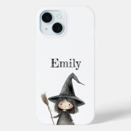 Schattigee heks gepersonaliseerde Halloween telefo iPhone 15 Case
