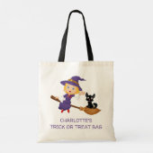 Schattigee heks gepersonaliseerde Trick or treat Tote Bag (Achterkant)