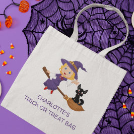 Schattigee heks gepersonaliseerde Trick or treat Tote Bag