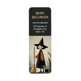 Schattigee heks grillige Halloween retouradres Etiket