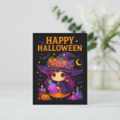 Schattigee heks Halloween Briefkaart (Staand voorkant)