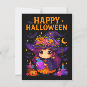 Schattigee heks Halloween Briefkaart