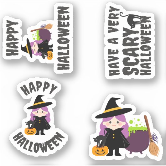 Schattigee heks Halloween Cheer Sticker Pack (Voorkant)