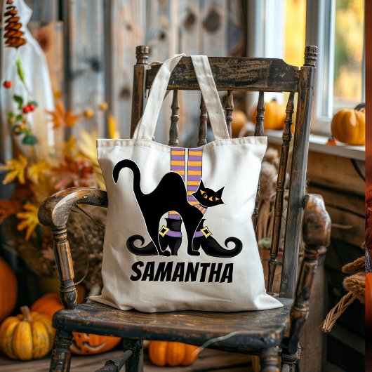 Schattigee heks Halloween gepersonaliseerd Tote Bag