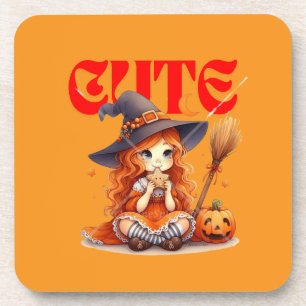 Schattigee heks Halloween Hard Plastic Onderzetter