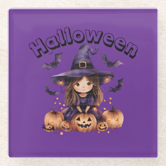 Schattigee heks Halloween Onderzetter (Voorkant)