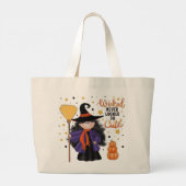 Schattigee heks Halloween ondeugend citaat Grote Tote Bag (Achterkant)