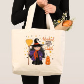 Schattigee heks Halloween ondeugend citaat Grote Tote Bag