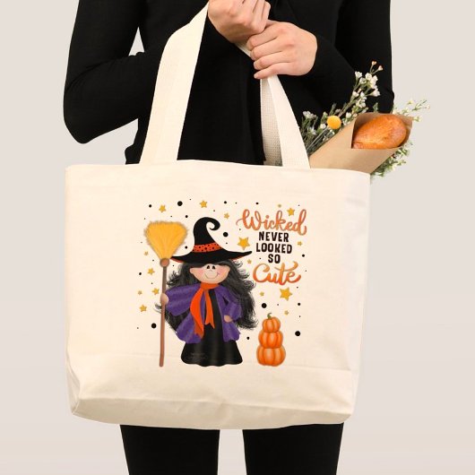 Schattigee heks Halloween ondeugend citaat Grote Tote Bag